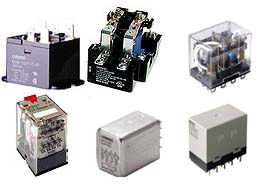 Types of industrial relays that include plug-in type relays, relays mounted in industrial panels & relays that are mounted in printed circuit boards. 