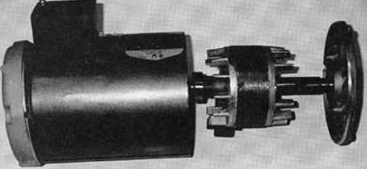 Exploded view of a three-phase motor. This picture shows the relative location of all of the parts of the motor. 