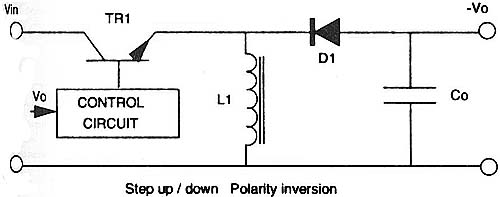 Schematic of a buck-boost regulator.