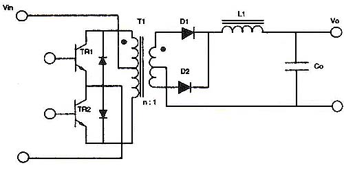 Schematic of a push-pull converter. 