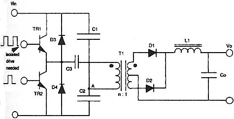 Schematic of a dc half-bridge converter.