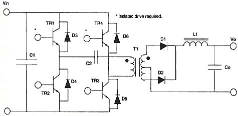 Schematic of a full-bridge converter.